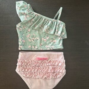 Ruffle Butts Mint and Pink Bikini Set
